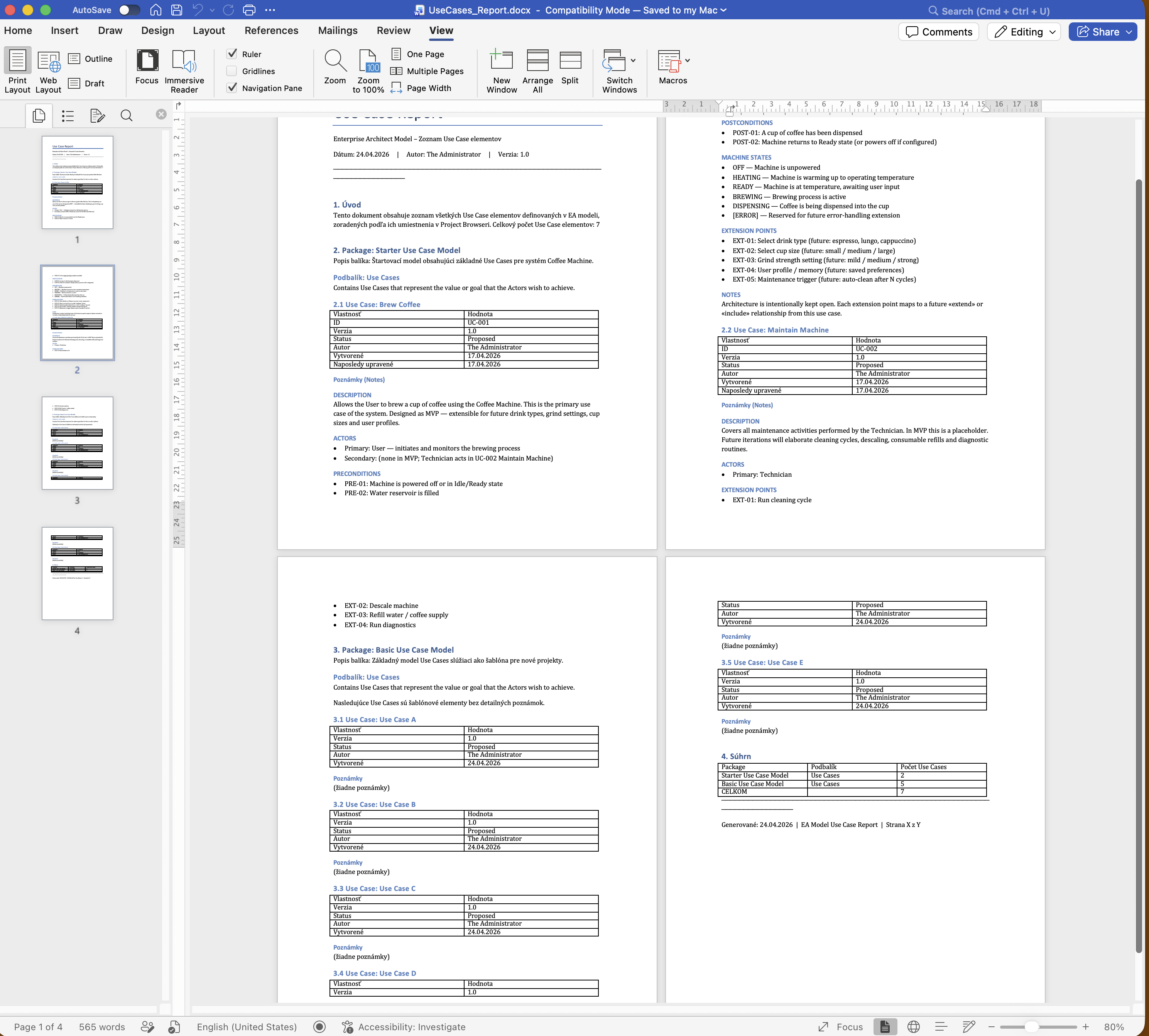 Generated Use Case Report – Coffee Machine
